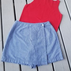 12p blue/white check skort